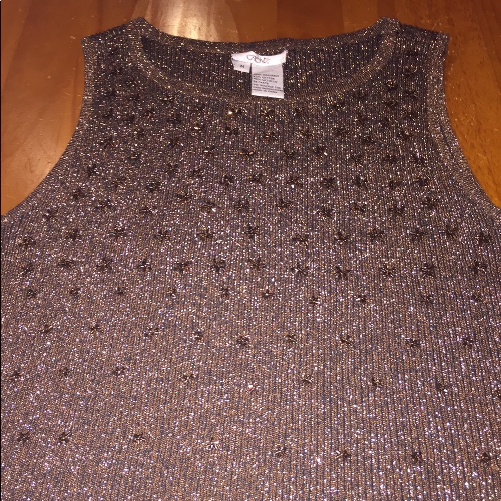 Caché Brown Sparkling Top